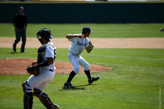 File Photo: 3B Hayden Stevens (10) went 2-for-3 with an RBI in the Falcons 7-2 win over Pasadena City
