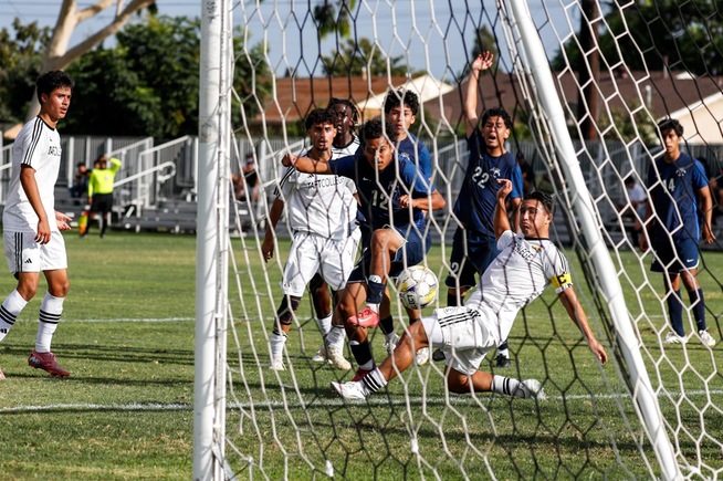 Jason Hernandez scores the Falcons lone goal against Taft