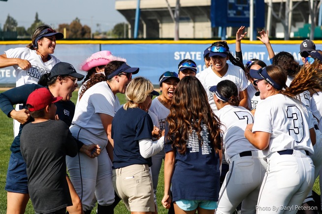 The Falcons celebrate after winning twice on Saturday to advance to the 3C2A State Championships