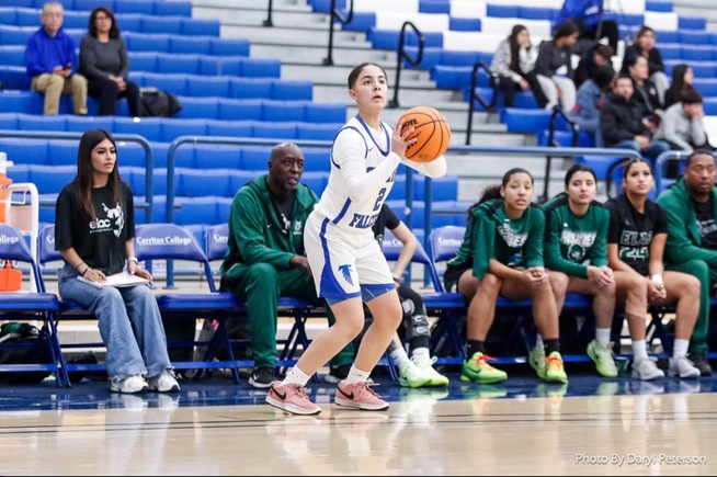 Mia Avalos squares up to knock down a three-pointer against East Los Angeles